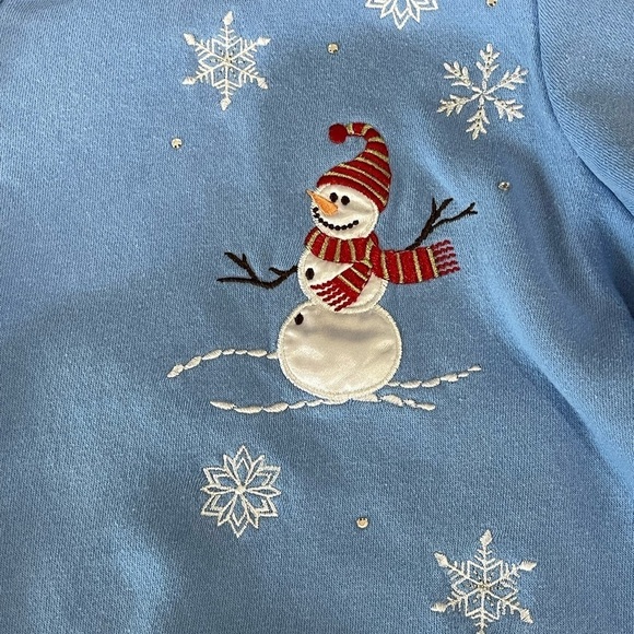 Breckenridge zippered sweatshirt blue snowflakes snowman cardigan jacket LP - Picture 8 of 11